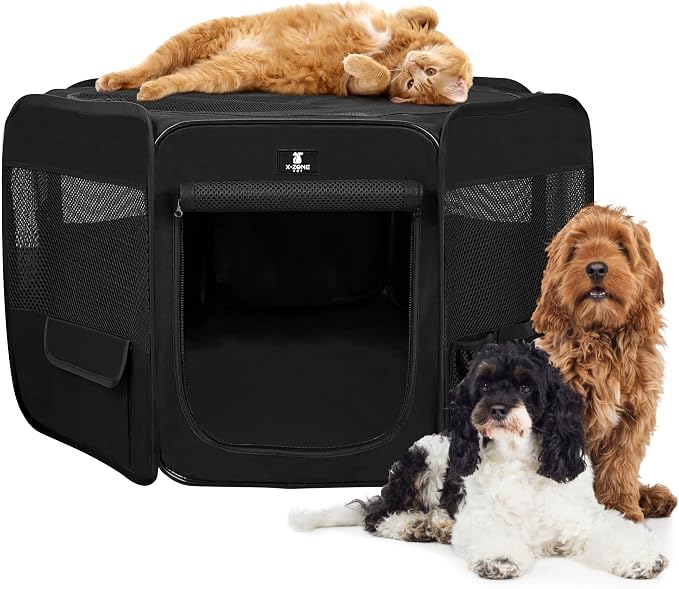 X-ZONE PET Dog Playpen - Black, Medium