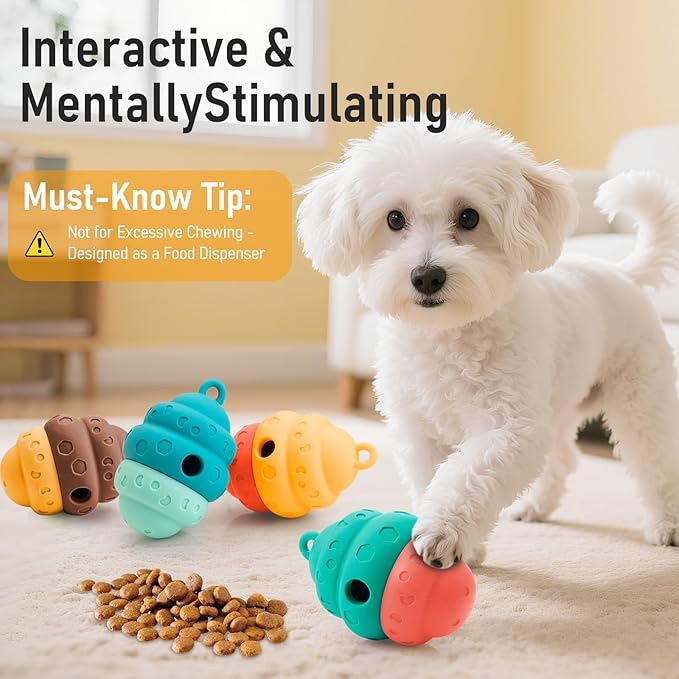 Dog Treat Dispensing Toy, Silicone Puppy Food Dispenser for Small Medium Dogs Puzzle Feeder Ball Interactive Toys & Enrichment Mental Stimulation Topple Outdoor Training Travel Honeycomb Green & Red