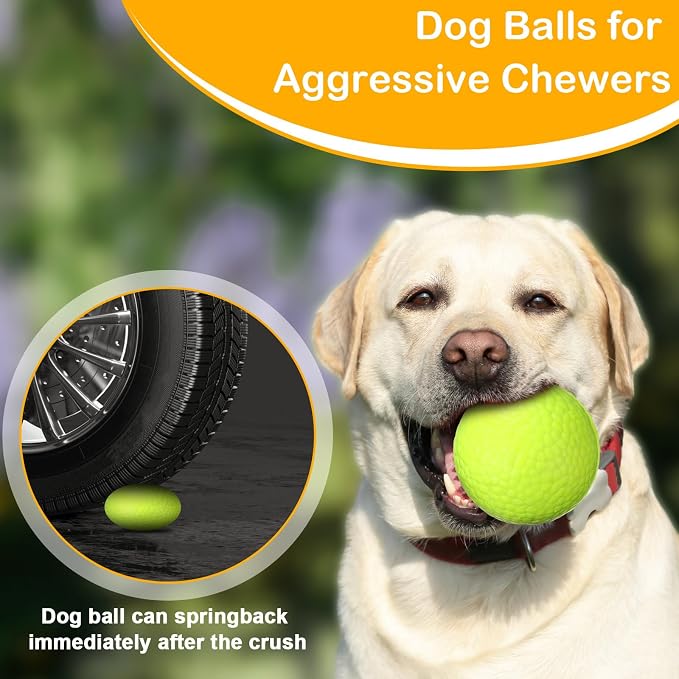 Jenaai Dog Tennis Balls, Indestructible Floating, 2.9in, 12-Pack, Bright Color
