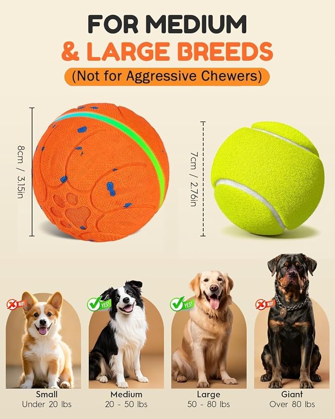 osou Smart Interactive Dog Toys, Automatic Moving & Bouncing Dog Ball | Motion-Activated, Auto-Off, Irregular Moving, Durable & Waterproof E-TPU Outershell for Medium & Large Dog Breeds
