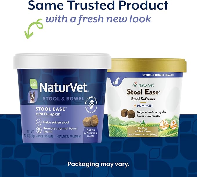 NaturVet Stool Ease Supplement for Dogs – 40 Soft Chews