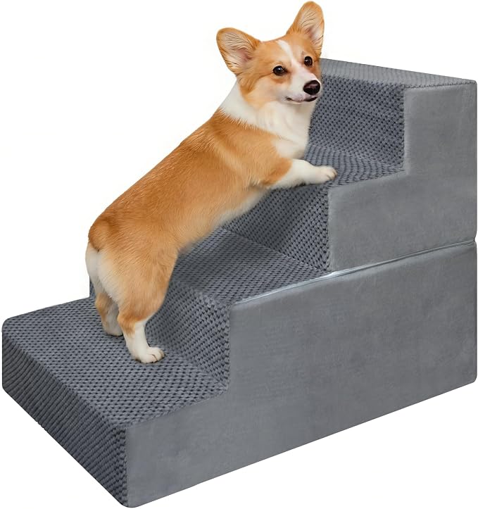 4-Step Dog Steps 18’’ for Bed cat & Dog ramp for Stairs & Step high Bed Non-Slip Out- & Indoor