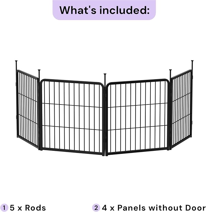 SunsGrove 24 inch 4 Panels Dog Playpen Outdoor for Small and Medium Dogs, Free and Safe Play Dog Fence Indoor, Black