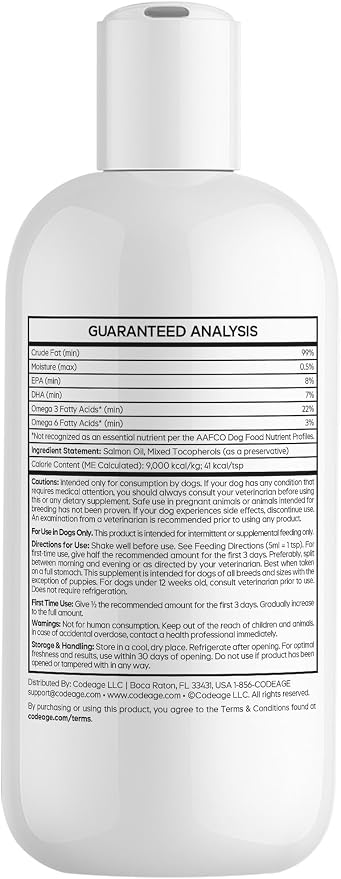 DNA PET Wild Alaskan Salmon Oil for Dogs, Liquid, Omegas, 8 fl oz