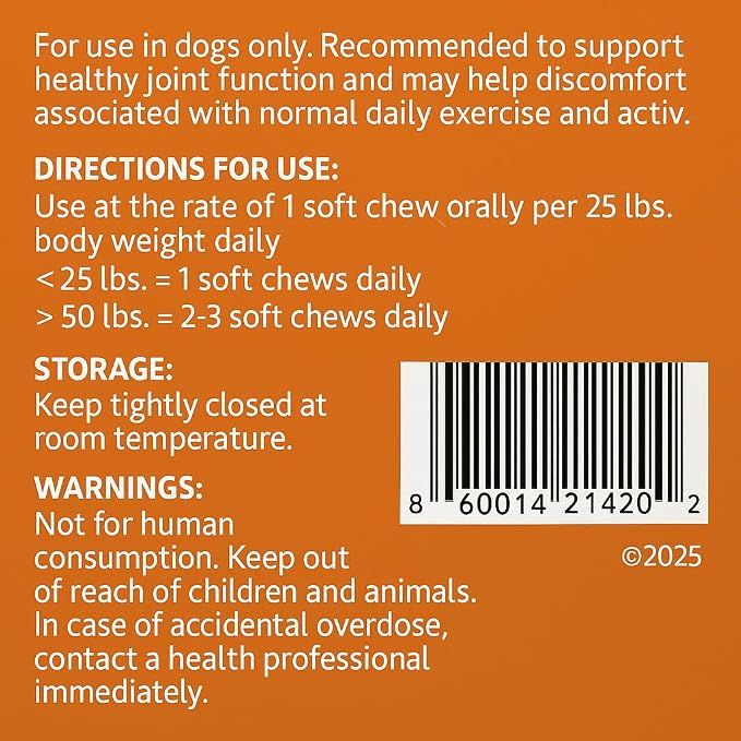 Hip & Joint Soft Chews for Dogs, Glucosamine, 60 Count