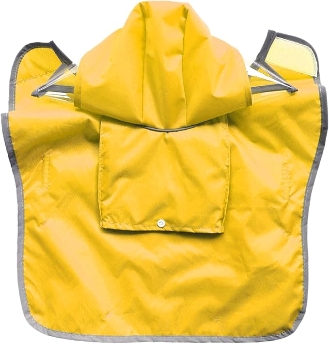 Dog Raincoat with Hood, Adjustable Poncho Jacket for Large Medium Small Dogs, Reflective Stripes, Storage Pocket (A, L)