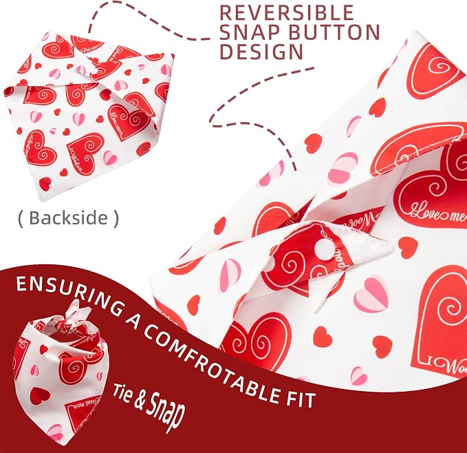 Valentine’s Day Dog Bandanas, Medium, Small