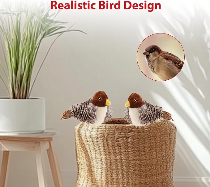 Gigwi Chirping Bird Cat Toys 2 Pack, Automatic Squeaky Toy for Cats | Interactive Cat Toys, Stimulate Hunting Instinct, Relieve Puppy Boredom, Touch Activated, Soft Plush, Safe Indoor Play