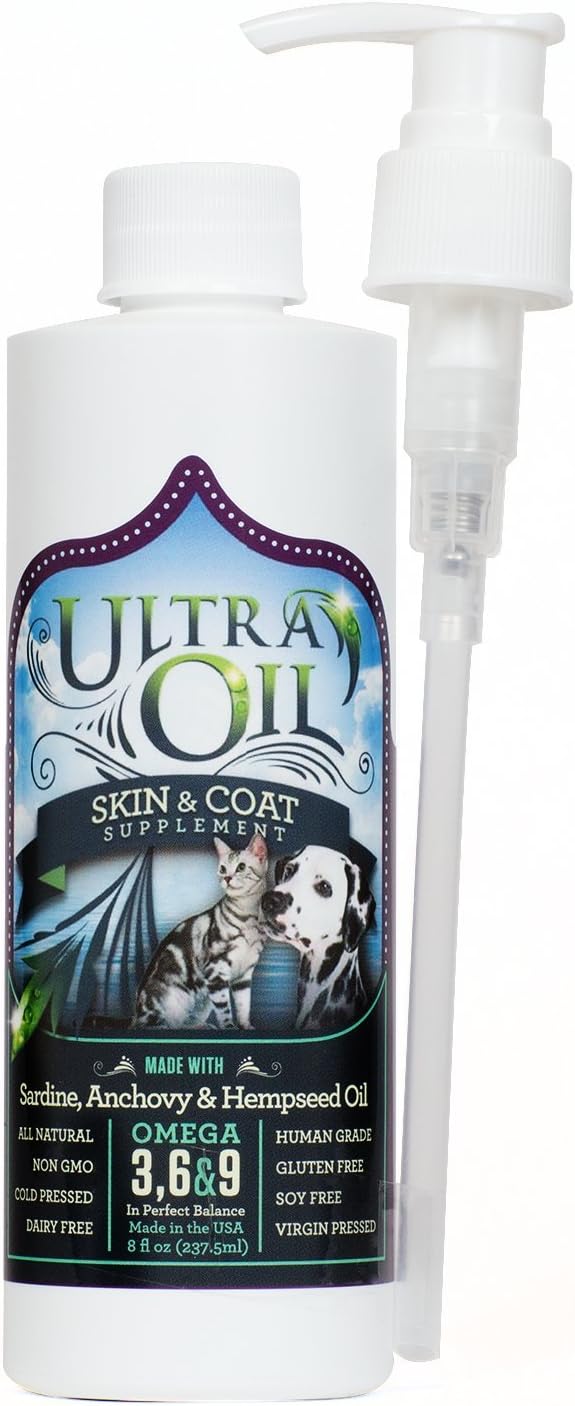 Ultra Oil Skin and Coat Supplement for Dogs & Cats, 8 oz Bottle w/Pump