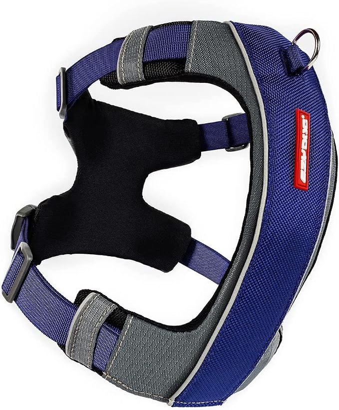 EzyDog X-Link Dog Harness, No Pull Design with Front D-Ring - Small, Blue | Soft Padded Chest Panel, Adjustable, Fits Small or Large Dogs, Accessory Loop, 2 Leash Attachment Points, Reflective Trim,