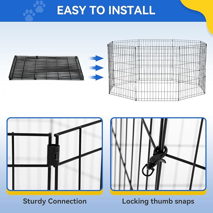 Pet Playpens for Dogs, Foldable Metal Wire Pet Fence Barrier, 8 Panels 30(H) Inches High Exercise Pet Dog Pen, Indoor Outdoor Dog Gate for Large, Medium and Small Pets