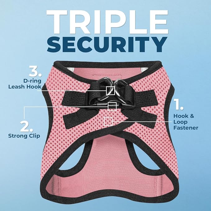 Best Pet Supplies Voyager Step-in Air All Weather Mesh Harness and Reflective Dog 5ft Leash Combo with Neoprene Handle, for Small, Medium and Large Breed Puppies - Pink Base, Large