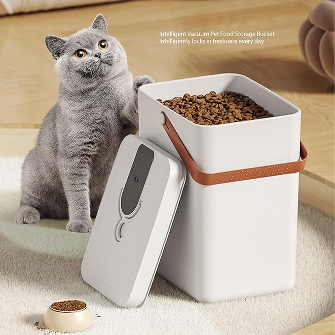 Vacuum Pet Food Bucket, 13L Capacity Airtight Cat Storage Container with Sealing Function for Cat Dog and Other Dry Food Storage