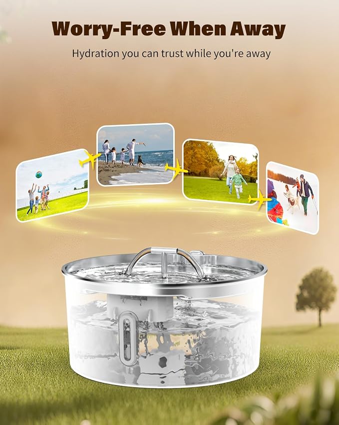Dog Water Fountain for Large Dogs, 7L/236oz Stainless Steel Dog Fountain Water Bowl Dispenser, Automatic Cat Water Fountain with Ultra Quiet Pump, Large Drinking Area