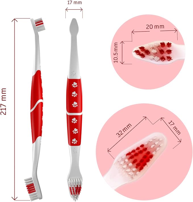 Pet Toothbrush for Dogs, Cats with Soft Bristles - Easy Teeth Cleaning & Dental Care, Non Slip Dual Head Dog Toothbrush for Medium & Large Pets, Toothpaste Not Included, Pack of 1 Green