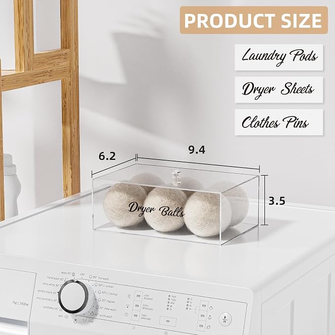 Acrylic Dryer Ball Holder Dispenser Container,Laundry Room Organization