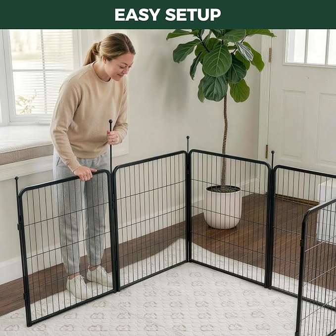 FXW Rollick Unleashed Dog Playpen, 32in, 8 Panels with Washable Pee Pad, Small/Medium, Black