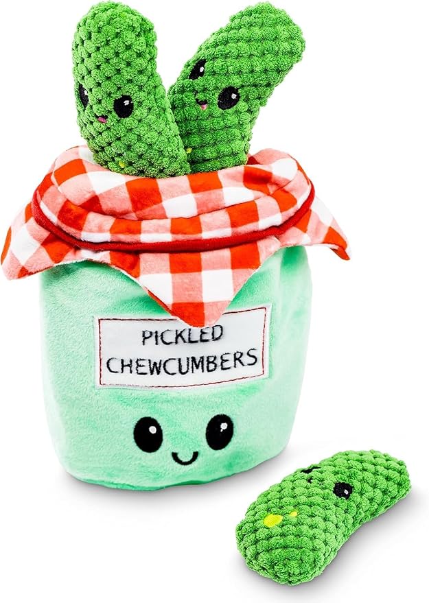 Pet Craft Supply Hide and Seek Plush Dog Toys Crinkle Squeaky Interactive Burrow Activity Puzzle Chew Fetch Treat Hiding Brain Stimulating Cute Funny Toy Bundle Pack -Pickles, for Medium Breeds | Crinkle Squeaky Burrow Toy for Hide and Seek Play, Puzzl...