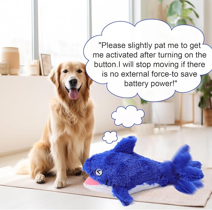 Mity rain Interactive Dog Toy Shark | Keeps Small, Medium & Large Dogs Busy Indoors & Outdoors - Rechargeable, Plush & Squeaky