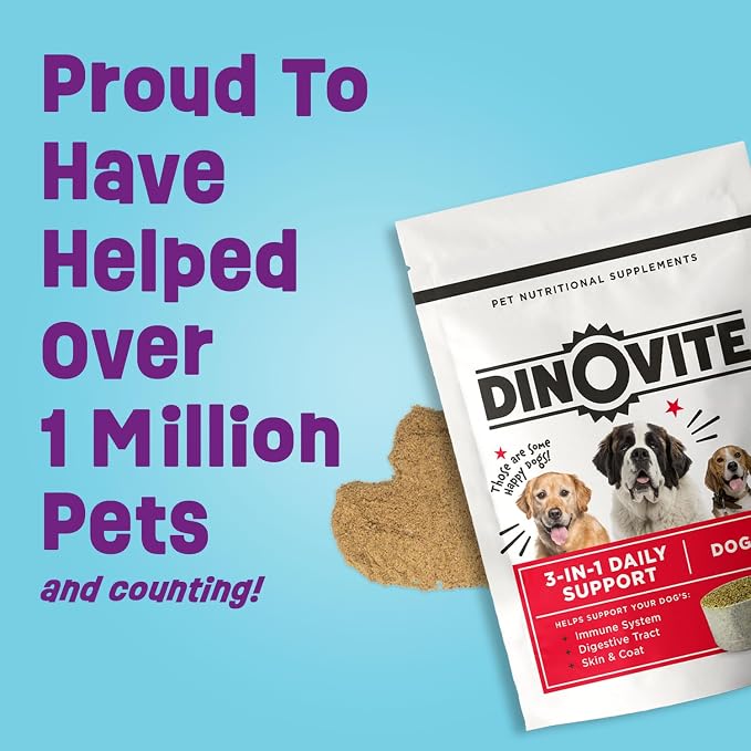 Dinovite Probiotics for Small Dogs, Probiotic Food Topper, 90 Servings