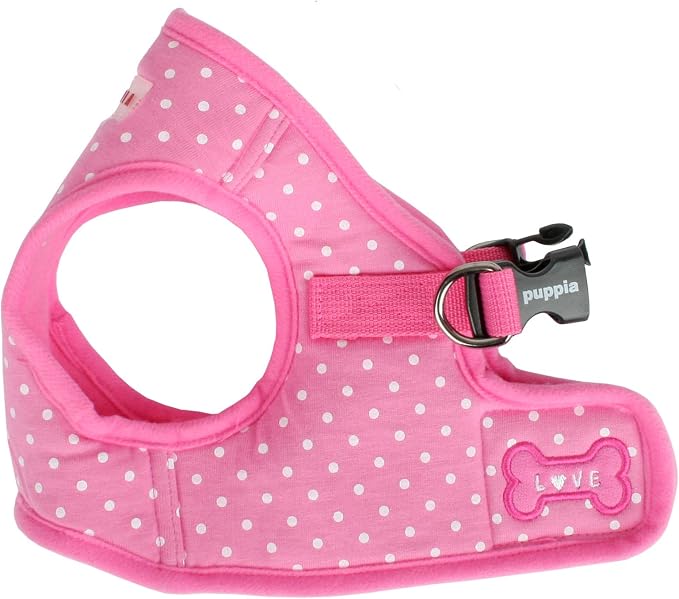 Puppia Dotty Step-in Vest Dog Harness No Pull No Choke Easy Wear Training Walking for Small Dog, Large, Pink