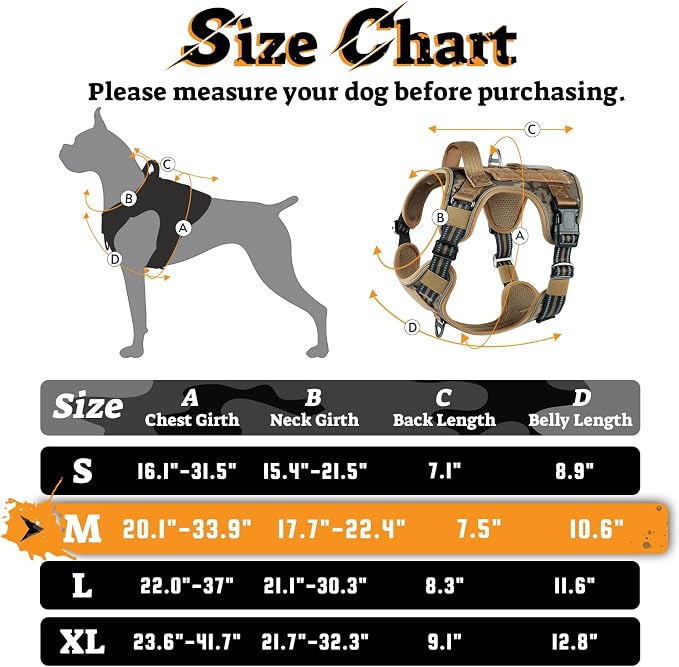 rabbitgoo Tactical Dog Harness Medium Sized, No Pull Service Pet Vest | Military Molle System & Easy Control Handle, Adjustable and Reflective for Walking and Training, Desert Camo, Medium