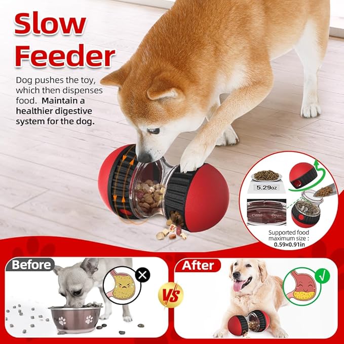 Mankoda Dog Puzzle Toys, Rolling Treat Dispensing Ball, Brain Stimulation & Slow Feeder, Dog Enrichment Toys to Keep Them Busy (2PCS: Red+Green)