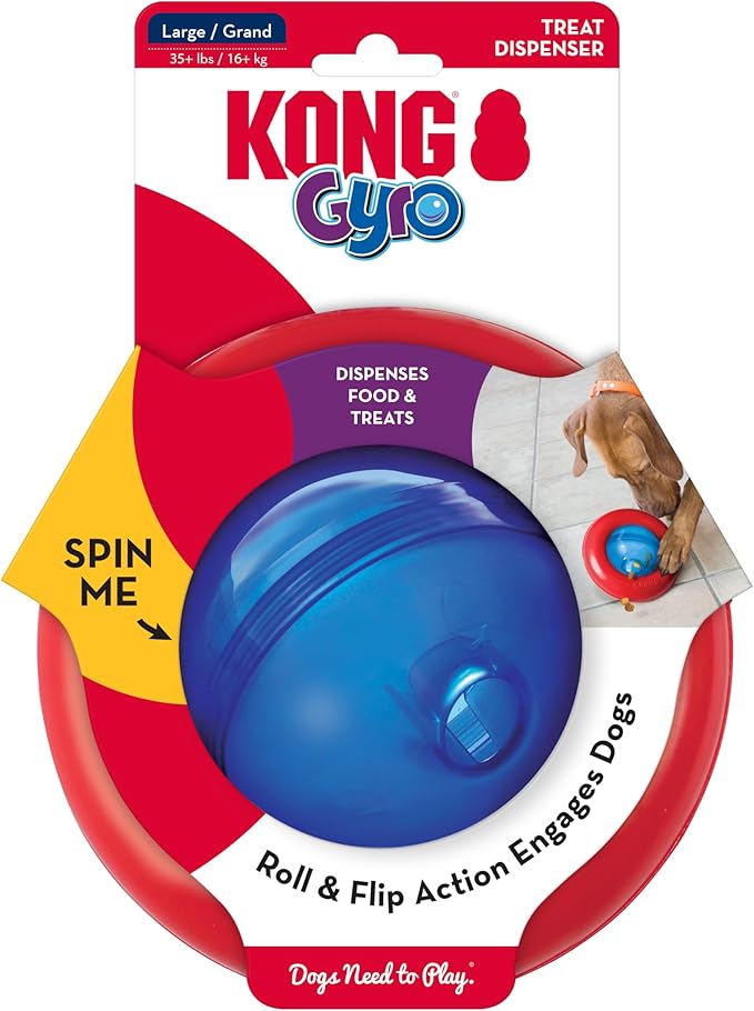 KONG Gyro - Interactive Dog Toy for Treat Dispensing - Dog Slow Feeder for Healthy Eating - for Medium/Large Dogs