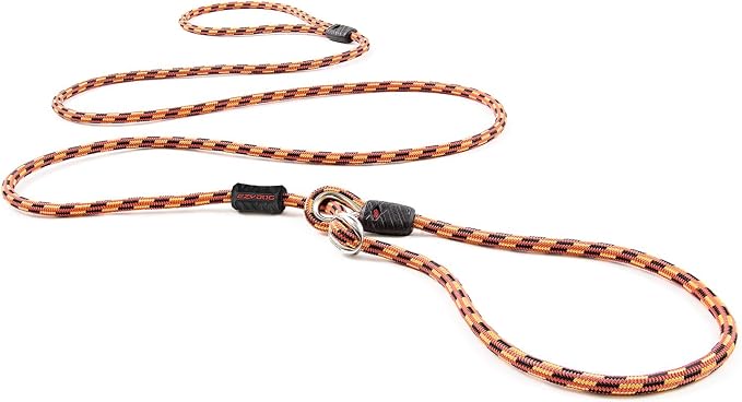 EzyDog Luca Slip Lead Dog Leash, 5.5 ft, Collar Leash Combo - LITE, Orange | Slip On and Go Convenience, Durable Climbing Rope, For Small Dogs, Metal Slider, Silicone Stopper Prevents Overtightening