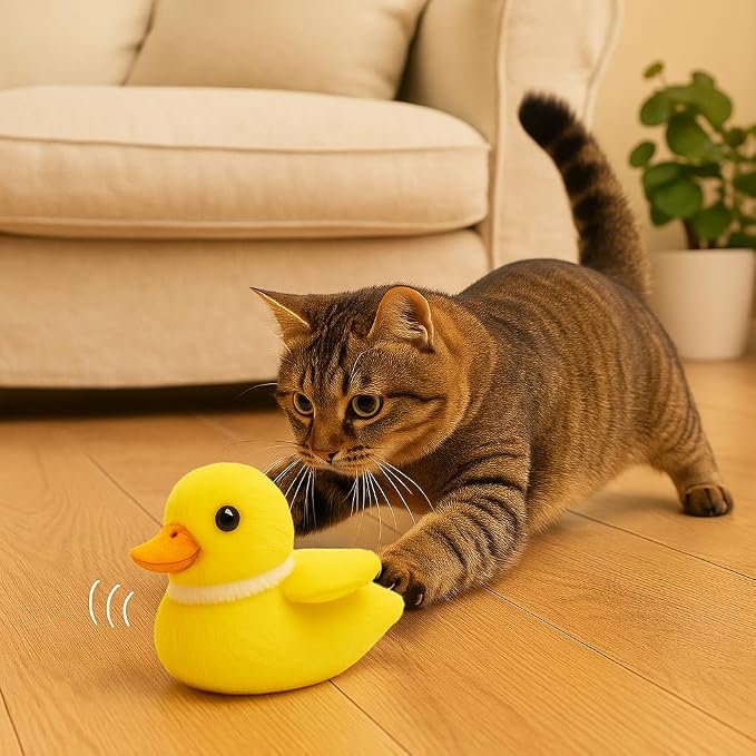 Flapping Wings Cat Toys - Interactive Squeaking Catnip Toys for Cats with Real Chirping Duck Sound - Fun Kitty Kitten Catnip Toys for Cat Exercise - Plush Duck