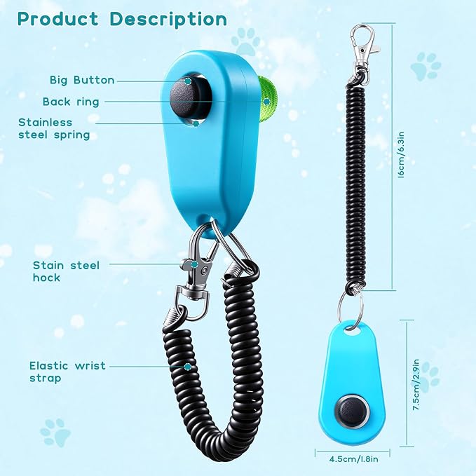 Pet Clicker, Finger Clickers, Black & Blue
