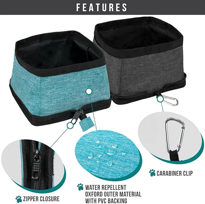 PetAmi Collapsible Dog Bowls, 2 Pack, Travel Set, Blue