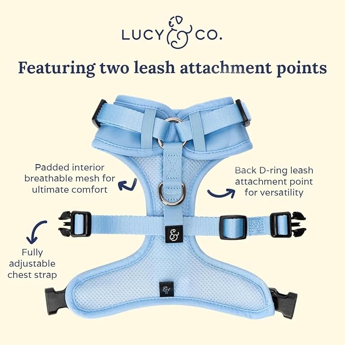 Lucy & Co. The Denim No-Pull Dog Harness - Size Medium - Vest to Stop Pulling & Walk Easy - Comfortable Leash Training Product w/Adjustable Chest & Neck Straps