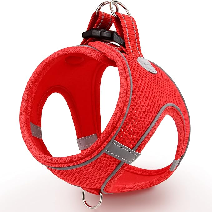 Joytale Step-in Dog Harness, Soft Breathable Mesh, Red XXS | Adjustable Fit for Small Dogs, Easy Step-in with Secure Fastener, Even Chest Pressure, Reflective For Night Safety, Washable