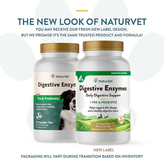NaturVet Digestive Enzymes & Probiotic for Dogs & Cats - 90ct