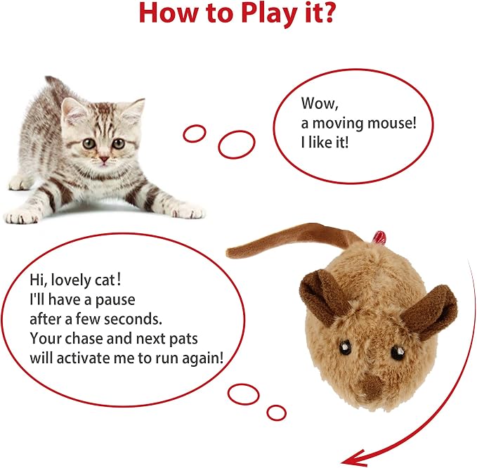 Gigwi Automatic Moving Cat Mice Toys 2 Pack, Interactive Chase Toys for Cat | Electronic Motion-Activated Mouse Squeaky Toy, Brown & Orange Colors, Cat Hunting Toy Great for Indoor & Outdoor Exercise
