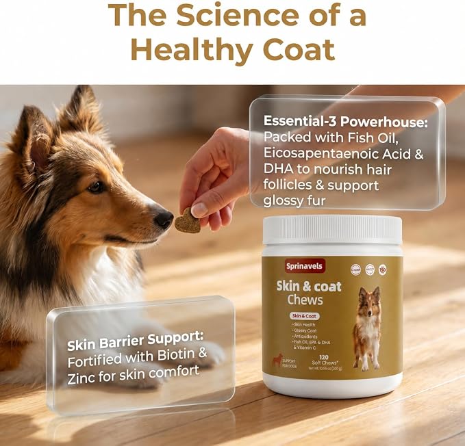 Dog Skin & Coat Chews with Omega Fish Oil, 120 Soft Chews