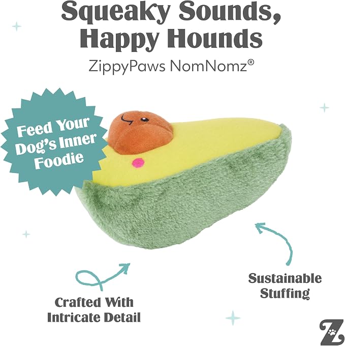 ZippyPaws NomNomz Dog Squeaky Toys to Keep Them Busy - Taco & Avocado | Funny Food Plush for Small & Medium Dogs, Cute Stuffed Puppy Toy, Pet Products, Gift for Dogs of All Breeds, Soft and Cuddly