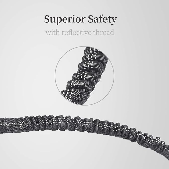 iYoShop Double Dog Leash with 3 Extra Traffic Handles, 15-120 lbs, Black | 360 Swivel No Tangle, Dual Dog Walking, Shock Absorbing Reflective Bungee, for Two Dogs