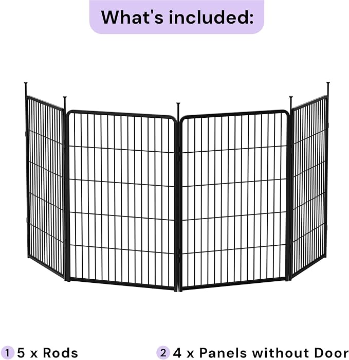 SunsGrove 40 inch 4 Panels Dog Playpen Outdoor for Small and Medium Dogs, Free and Safe Play Dog Fence Indoor, Black