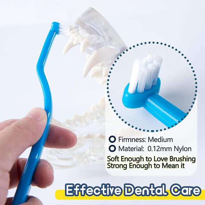 Small Dog Toothbrush, Cat & Puppy Tooth Brushing Kit, Mini Head Teeth Brush for Kitten & Tiny Pet, Doggy Toothbrushes Deep Dental Cleaning, 1 PCS - Blue