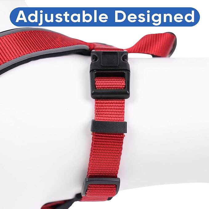 Pawtitas Reflective Padded Dog Harness for X-Small Dogs – Adjustable Puppy Step-in Vest | Fits Chest 14–18 in | No Pull Training Harness | XS | Red