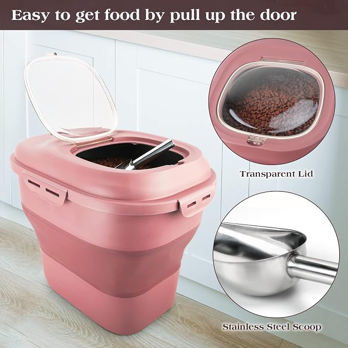 TIOVERY Dog Food Storage Container, 13lb, Pink