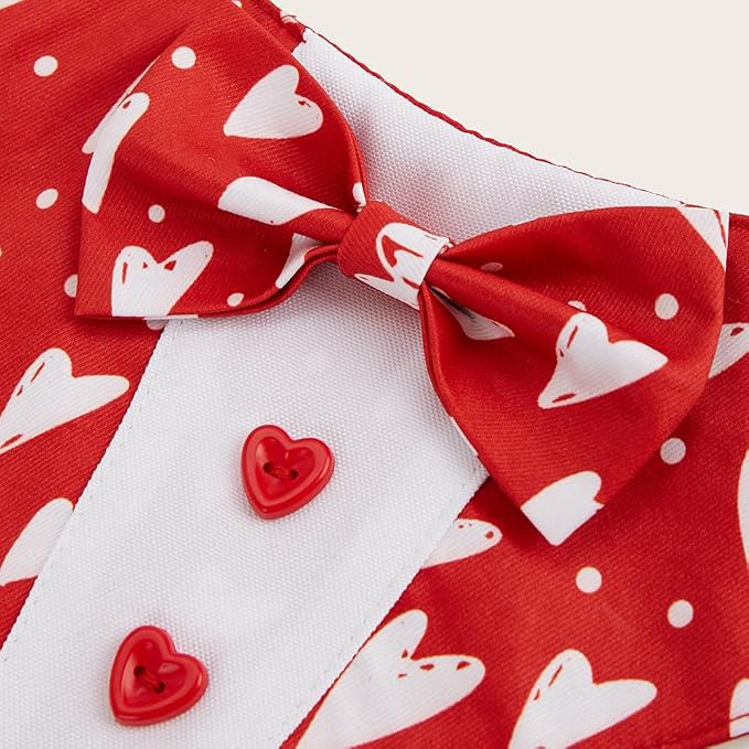 Valentine Dog Tuxedo Bandana with Bow Tie, Medium, XS