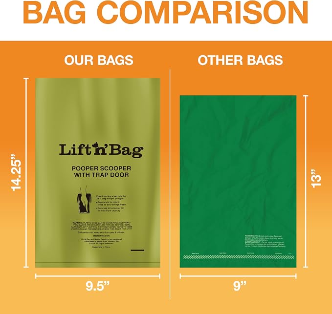 Neater Pets Lift N’ Bag Extra-Capacity Dog Poop Bags Rolls, 20% Thicker Leakproof Poop Bags for Dogs, Extra-Large Dog Pooper Scooper Refill Bags, 6 Rolls - 90 Count, Lavender Scent, 14.25” x 9.5”