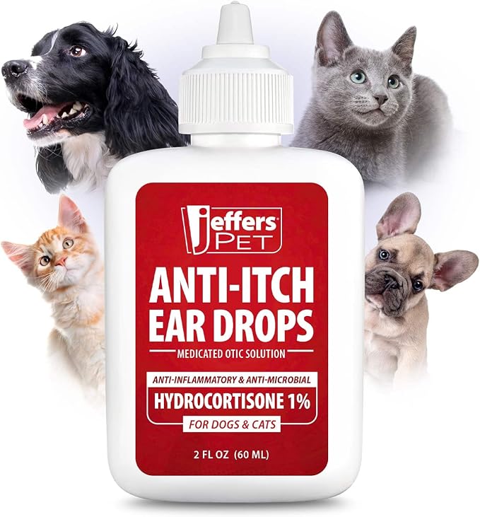 Jeffers Anti-Itch Ear Drops with 1% Hydrocortisone, 2 fl oz