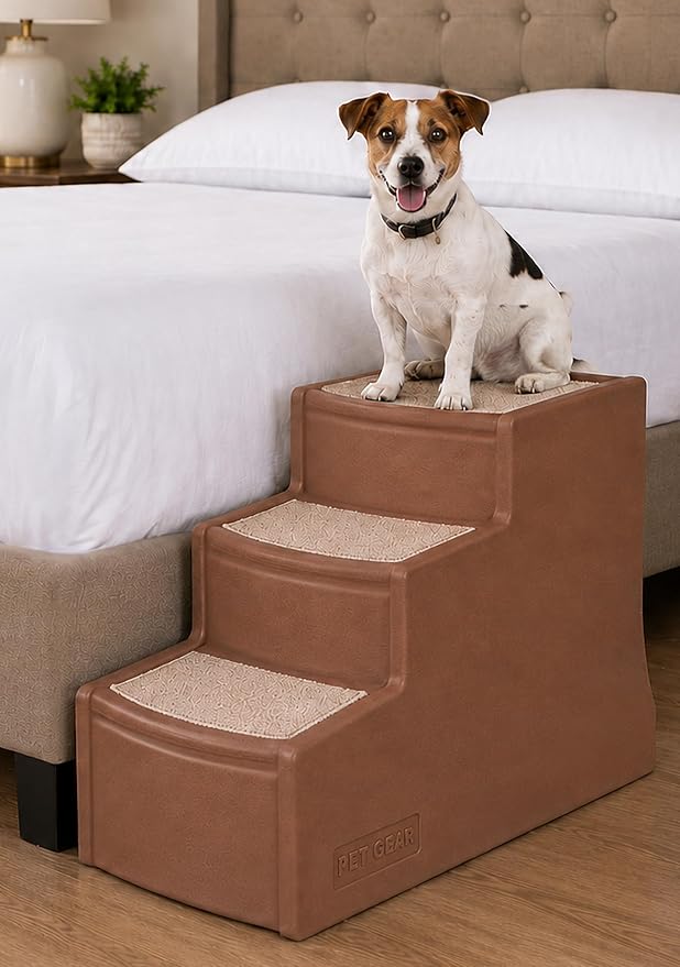 Pet Gear Easy Step III Pet Stairs, 3 Step for Cats/Dogs, Removable Washable Carpet Treads, for Pets Up to 150lbs, No Tools Required, Available in 9 Colors, Maple