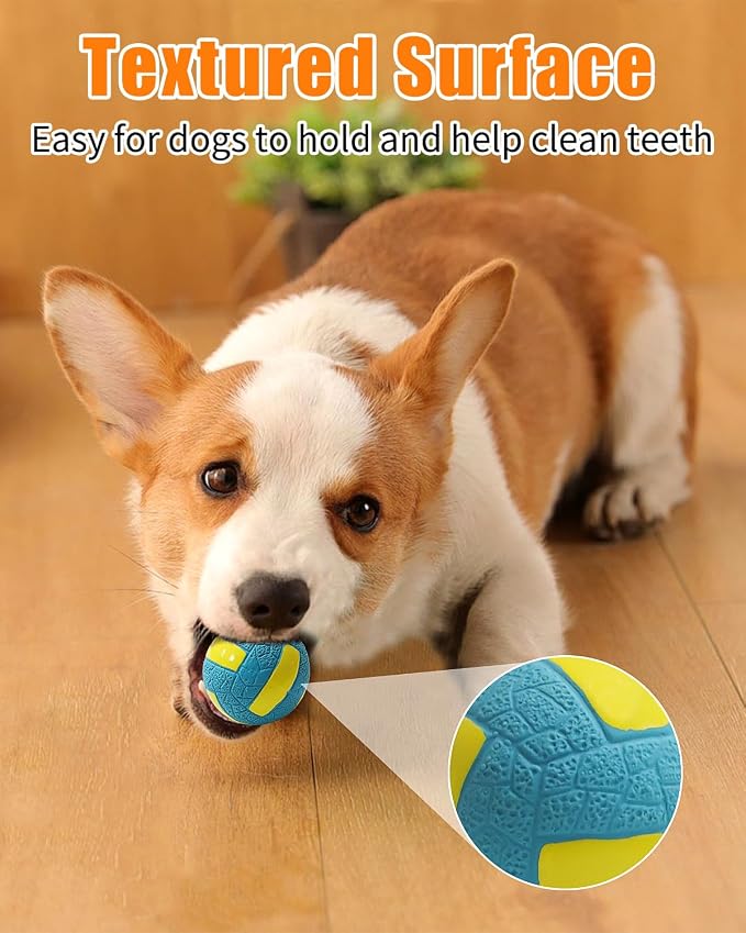 Squeaky Dog Balls, Interactive Funny Puppy Chew Toys for Fetch Play to Keep Them Busy, Latex Rubber Pet Tennis Soccer Ball Toy Bundle (8 Pack) for Puppies Small Breed Dogs