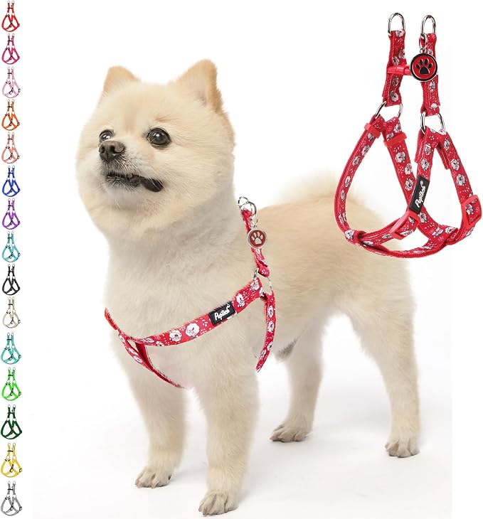 PUPTECK No Pull Dog Harness Medium Sized Step-in Adjustable Puppy Vest | Soft Webbing Basic Halter with ID Tag for Outdoor Walking