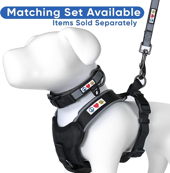 Pawtitas Reflective Padded Dog Harness for Large Dogs – Adjustable Step-in Vest | Fits Chest 27–33 in | No Pull Training Harness | L | Black